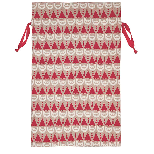 VINTERFINT 스트링쌕 산타 패턴 브라운 레드 90x56cm