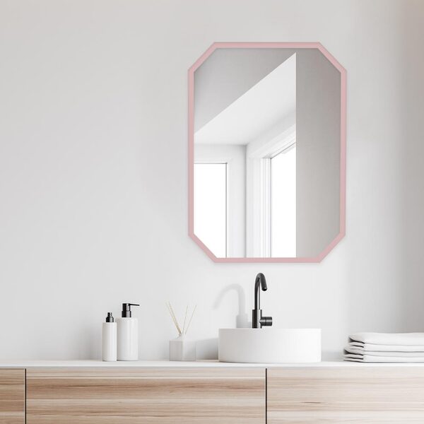 비욘드퍼니싱 고급형 욕실 인테리어 화장대 거울 팔각 600x800 알루미늄 핑크