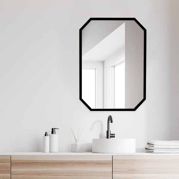 비욘드퍼니싱 고급형 욕실 인테리어 화장대 거울 팔각 600x800 알루미늄 블랙
