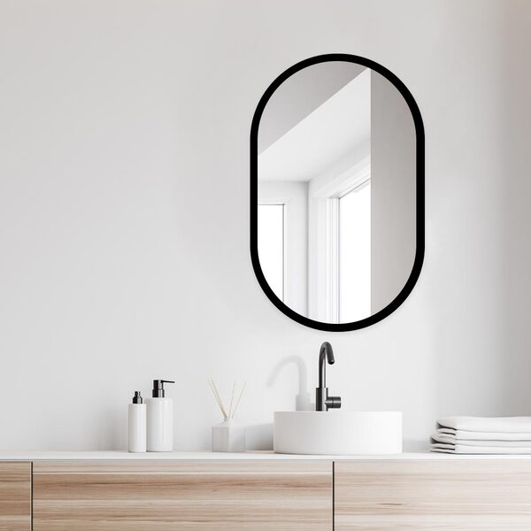 비욘드퍼니싱 고급형 욕실 인테리어 화장대 거울 양타원 830x530 ABS 블랙