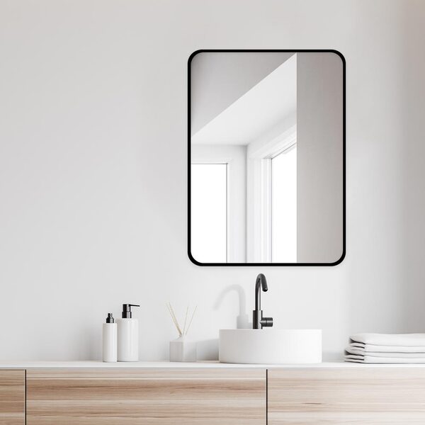 비욘드퍼니싱 고급형 욕실 인테리어 화장대 거울 사각 라운드 600x800 알루미늄 블랙